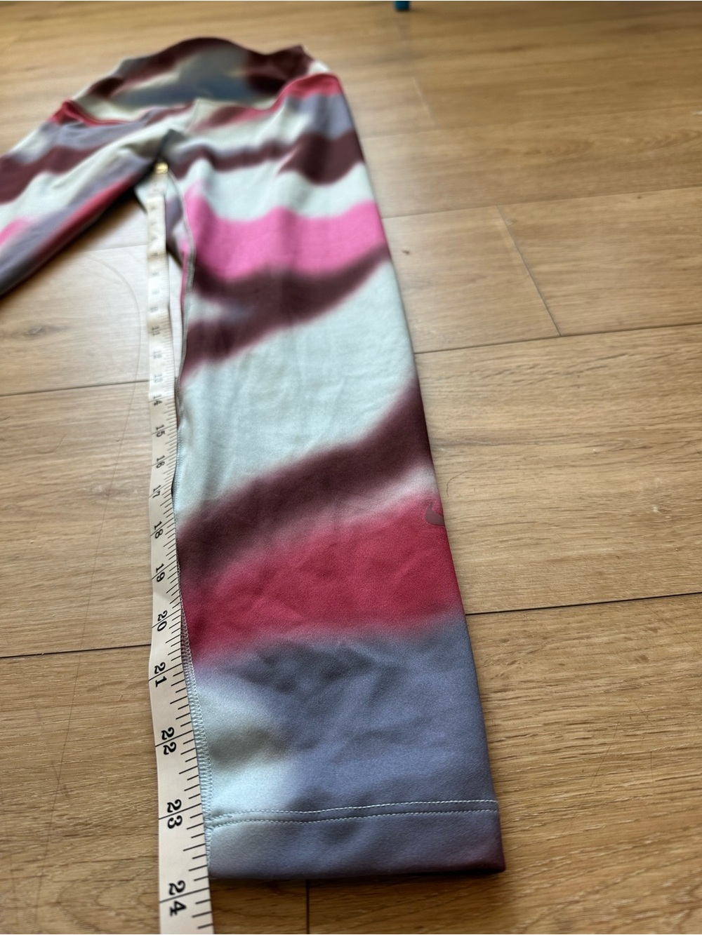Nike Dri-FIT Abstract Print Leggings - Pink, Light Blue & Burgundy - Picture 4 of 5